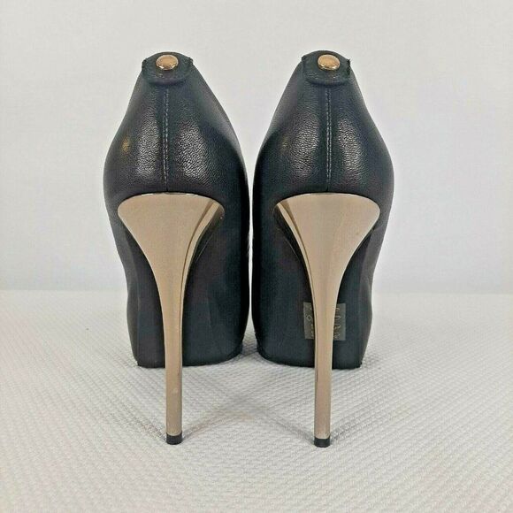 MICHAEL KORS York Platform Black Silver Heel Peep Toe Pump Size 8 Shoes - Picture 2 of 9
